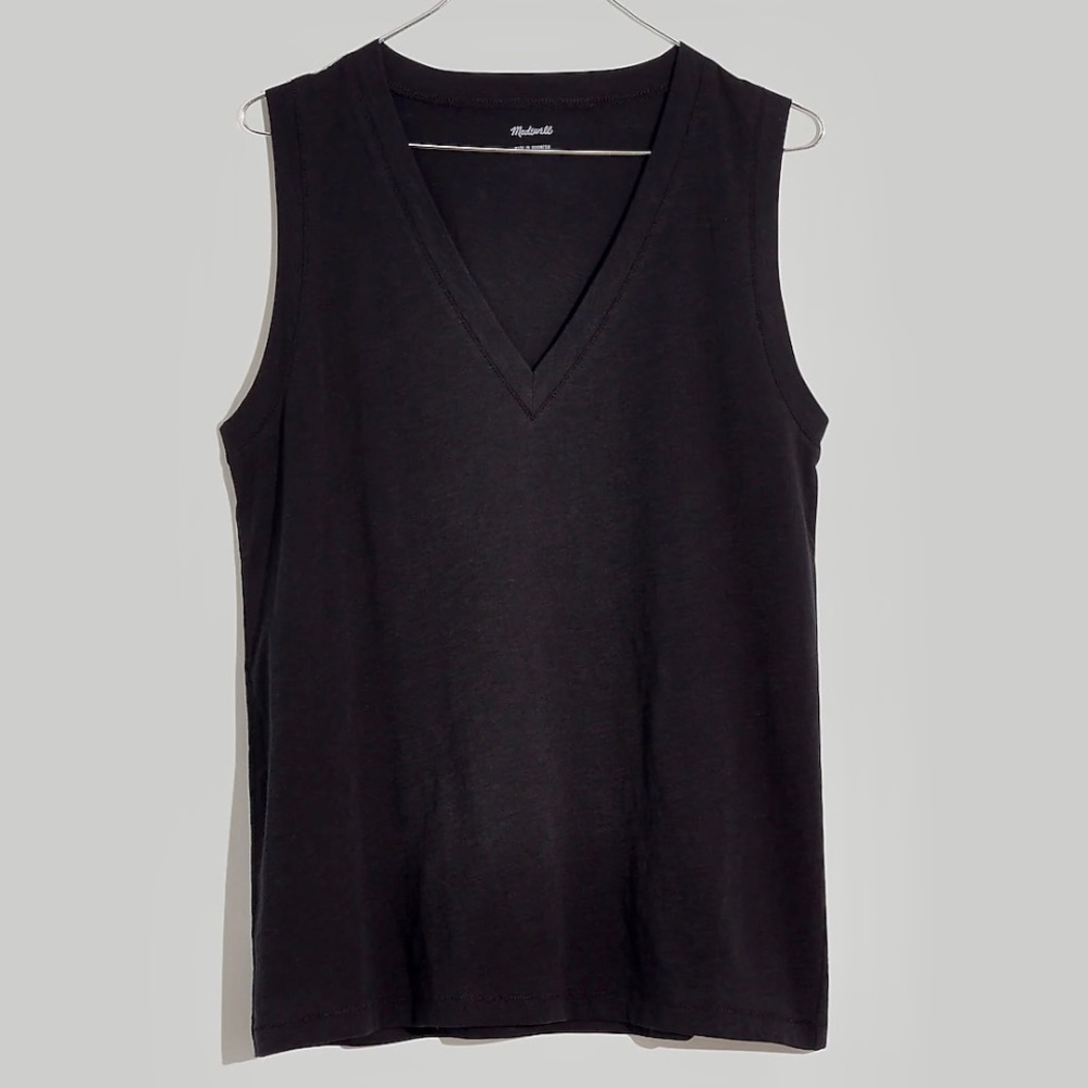 MADEWELL Whisper Cotton V-Neck Tank✨SIZE XS ✨NWT never worn!  🖤 Black